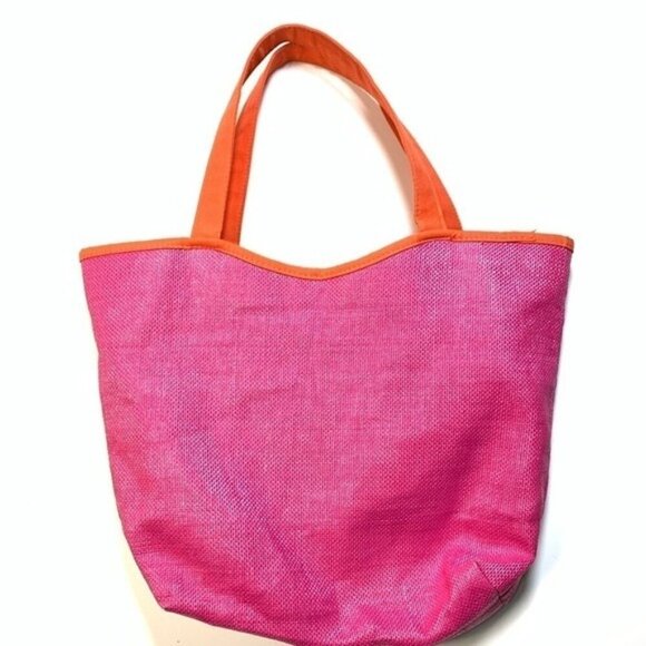 Lancome Reversible Beach Or Pool Bag With Pink  and Blue Floral Design - Picture 1 of 4